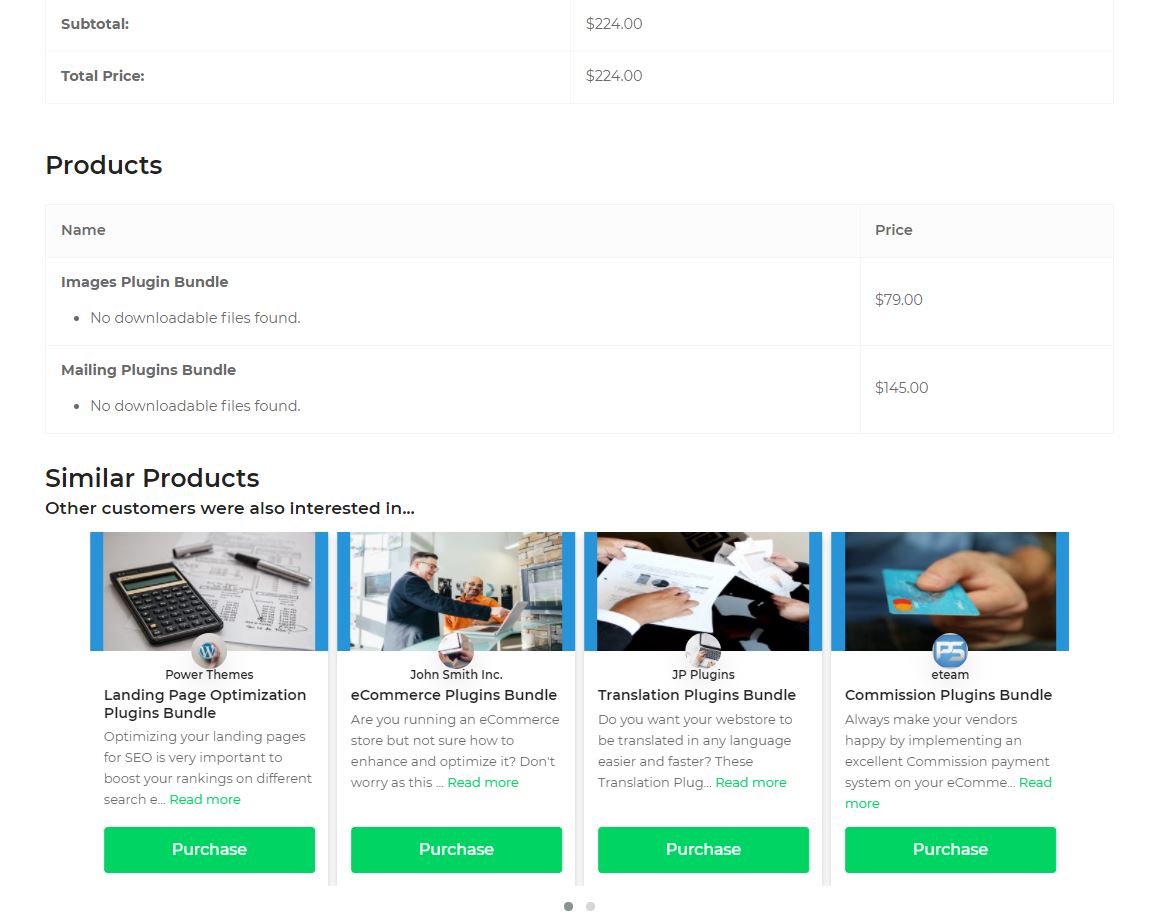 Purchase Confirmation Page