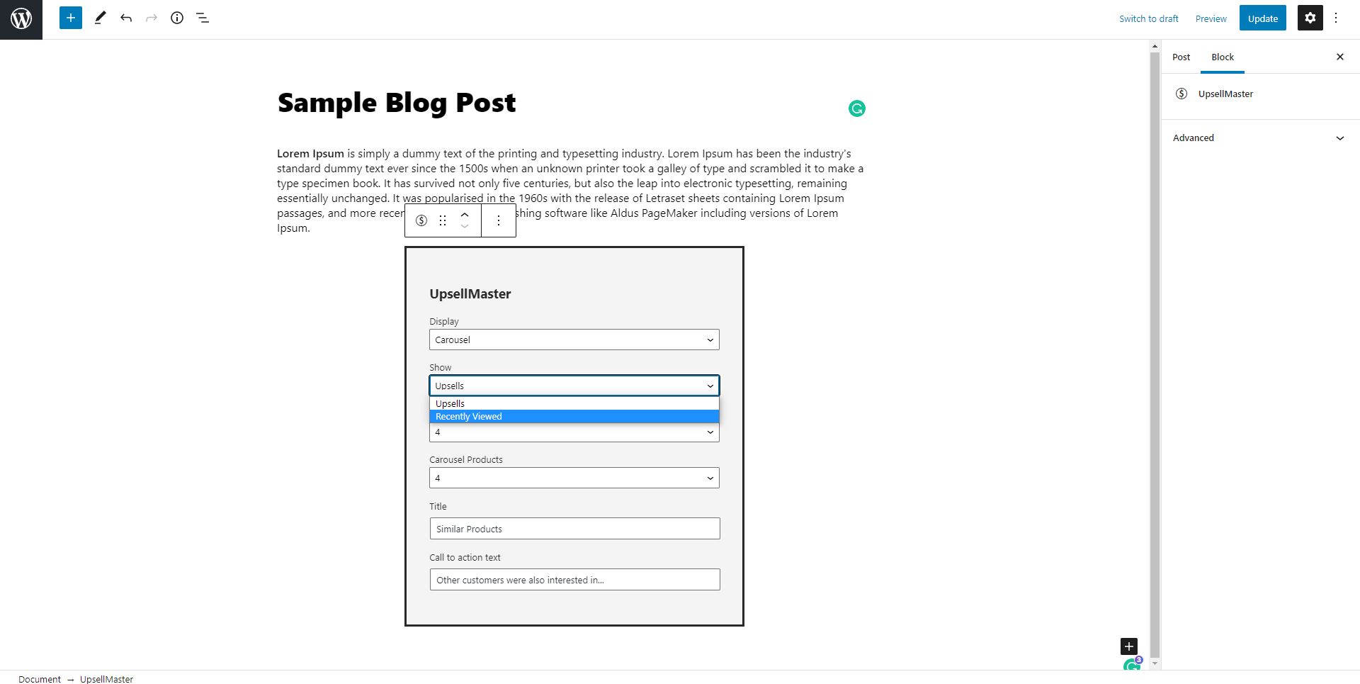 Recently Viewed Drop Down Blog